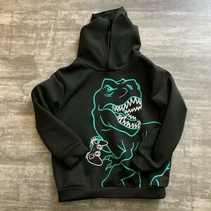 Kids Black Dinosaur Graphic Pullover Hoodie